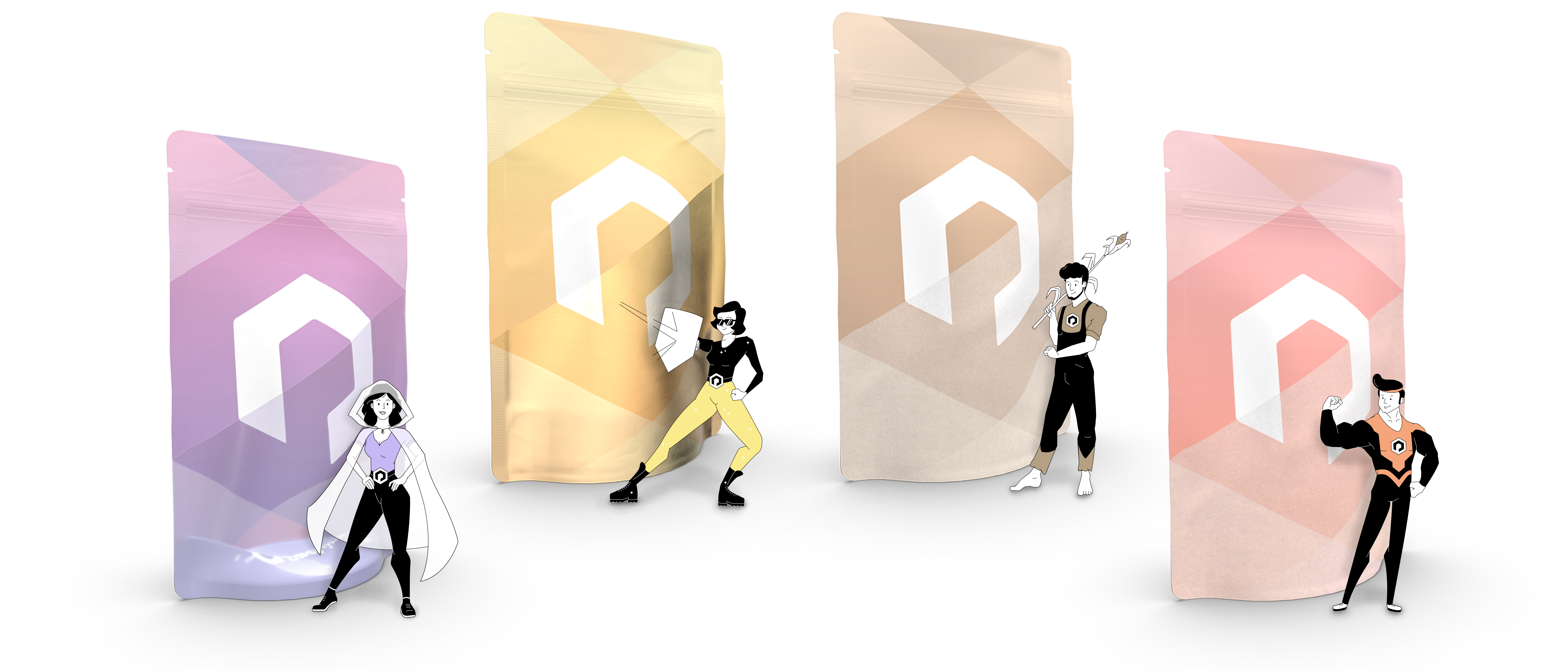 Materialübersicht für Standbodenbeutel von Packiro