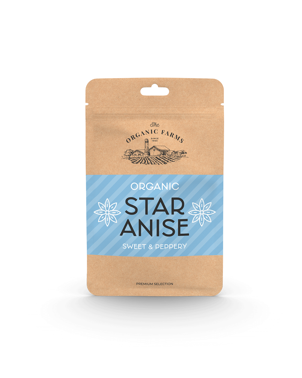 Flat pouch as spice packaging made of kraft paper for natural star anise