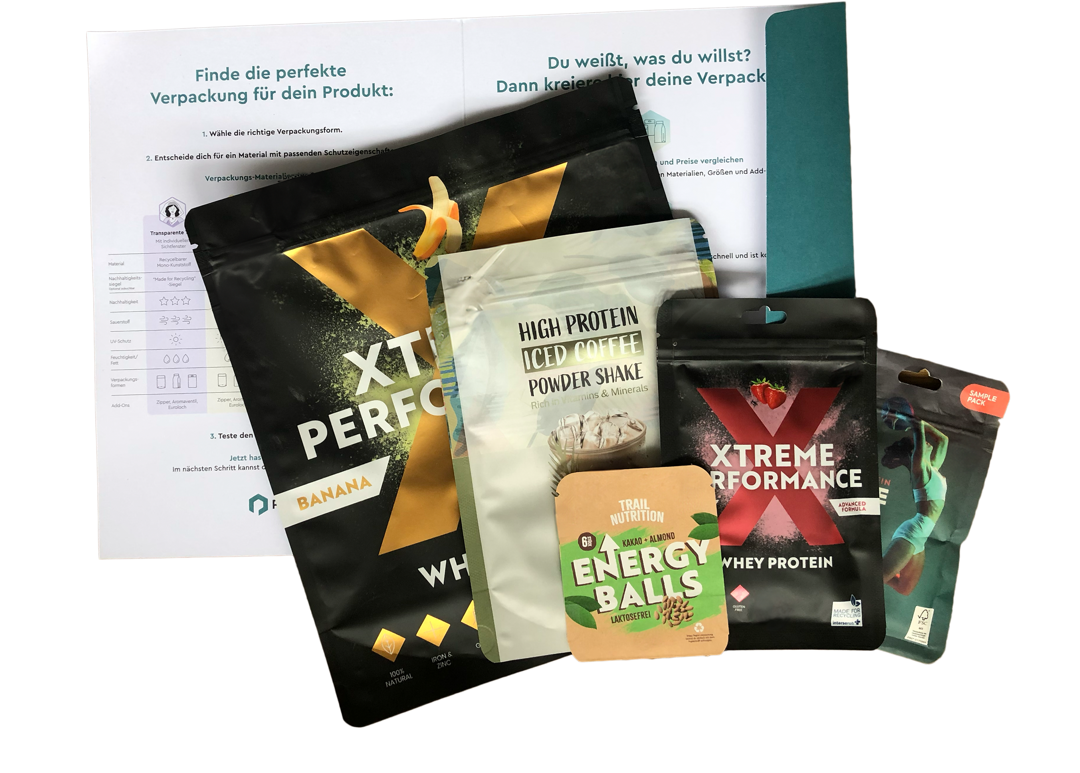 Sample packaging from Packiro for protein powder