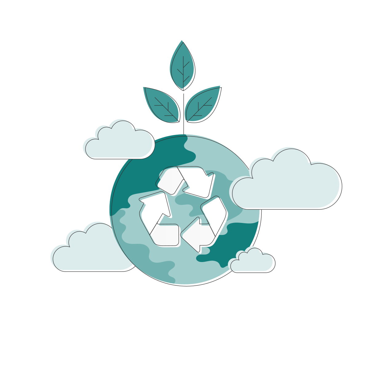 Globe with a recycling symbol