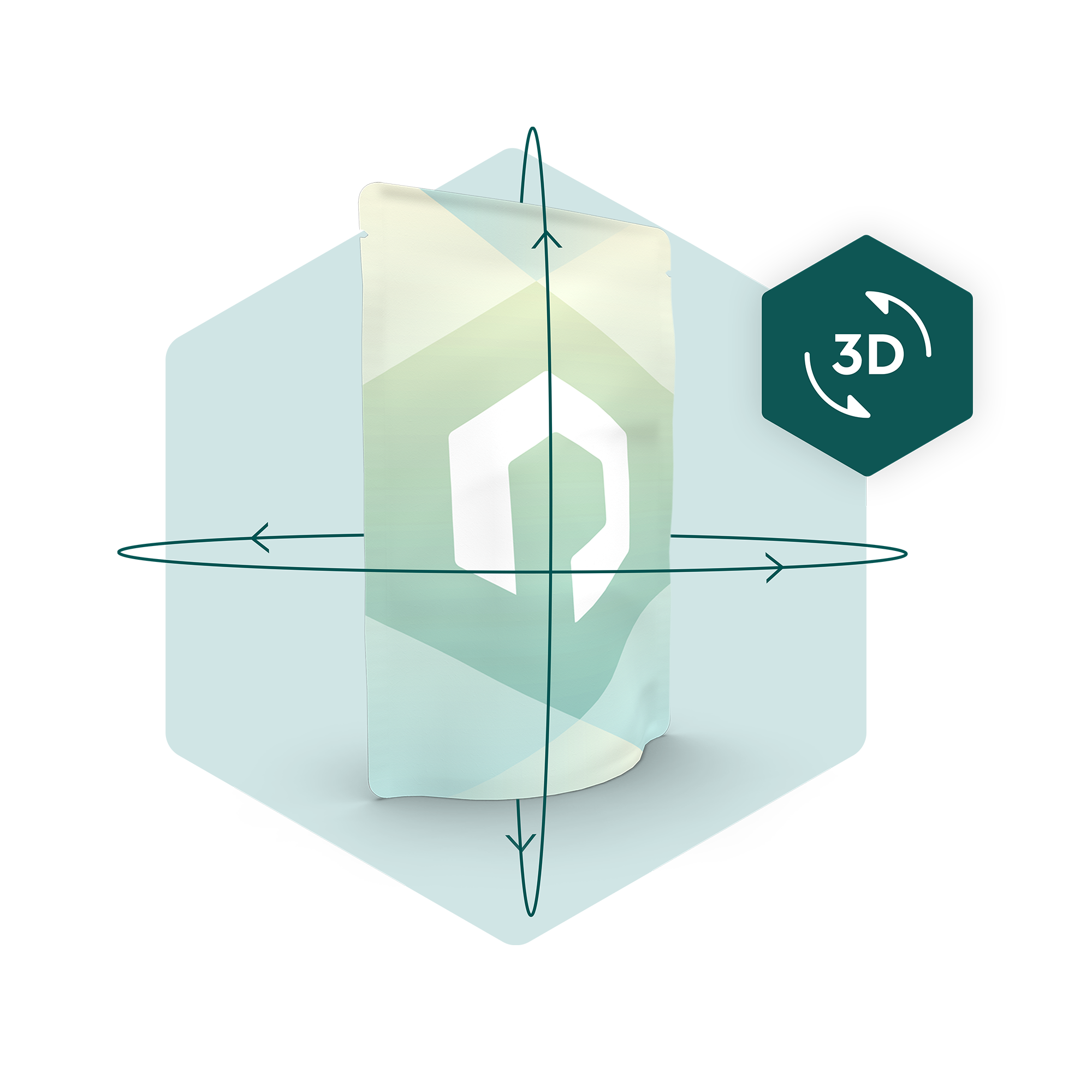 Standbodenbeutel mit einer 3D Ansicht