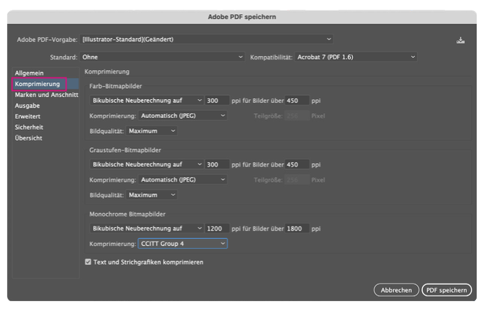 Packiro Druckvorlagen - Screenshot wie man die Datei komprimiert