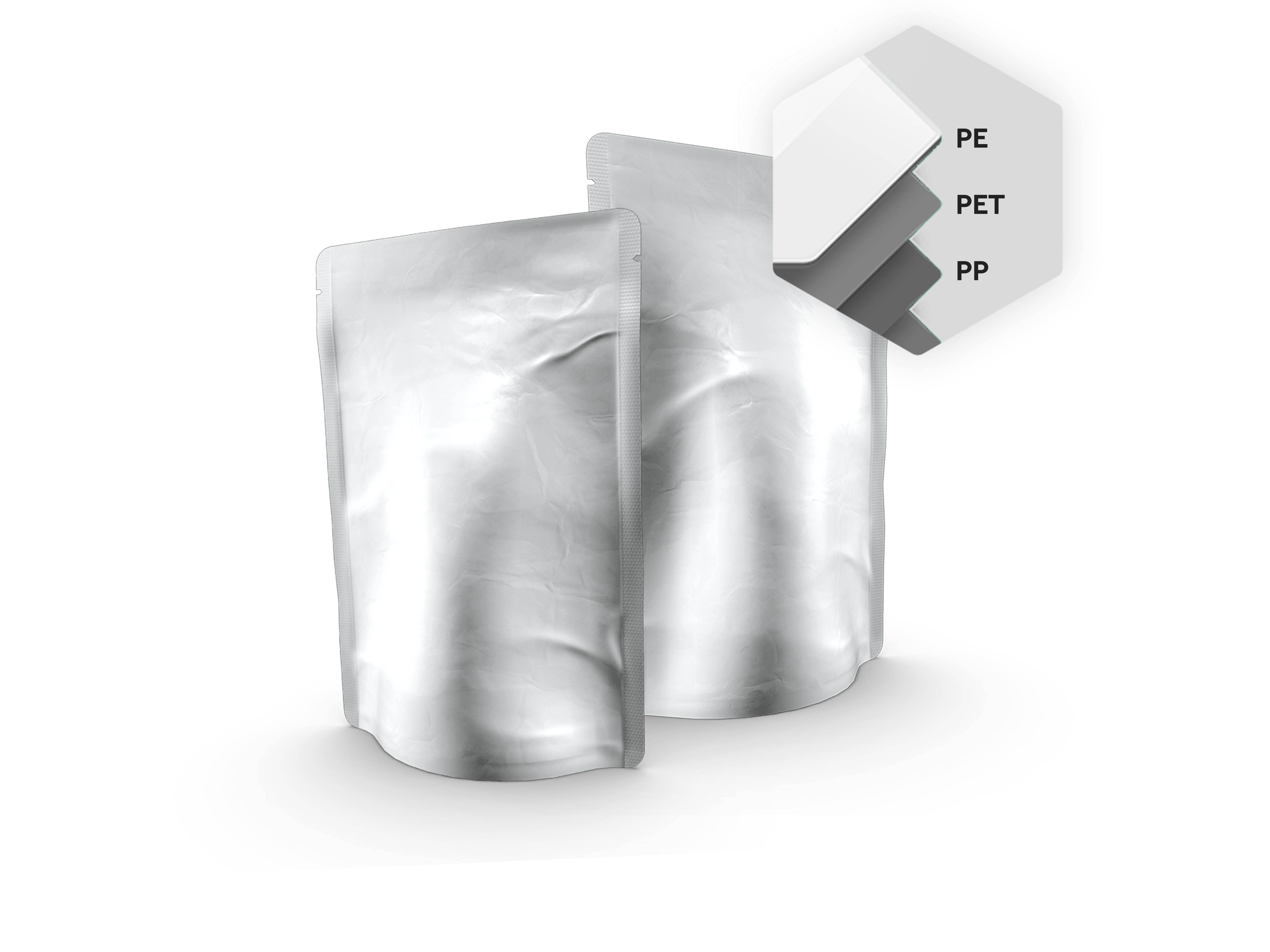 Metallised stand-up pouches made of composite material