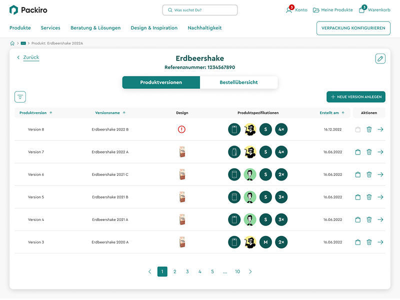 Screenshot of the Packiro packaging library