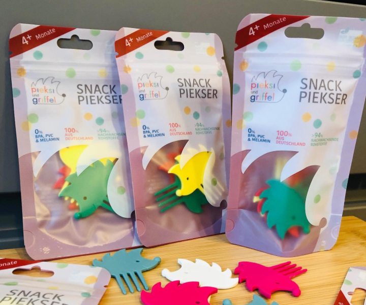 Standbodenbeutel mit Sichtfenster von pieksi & griffel für Snack-Piekser