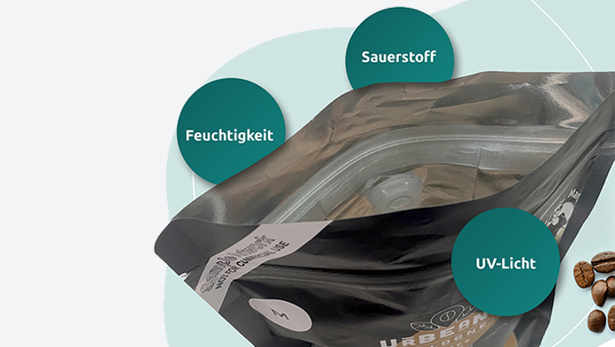 Standbodenbeutel mit Aromaventil und geöffnetem Zipper