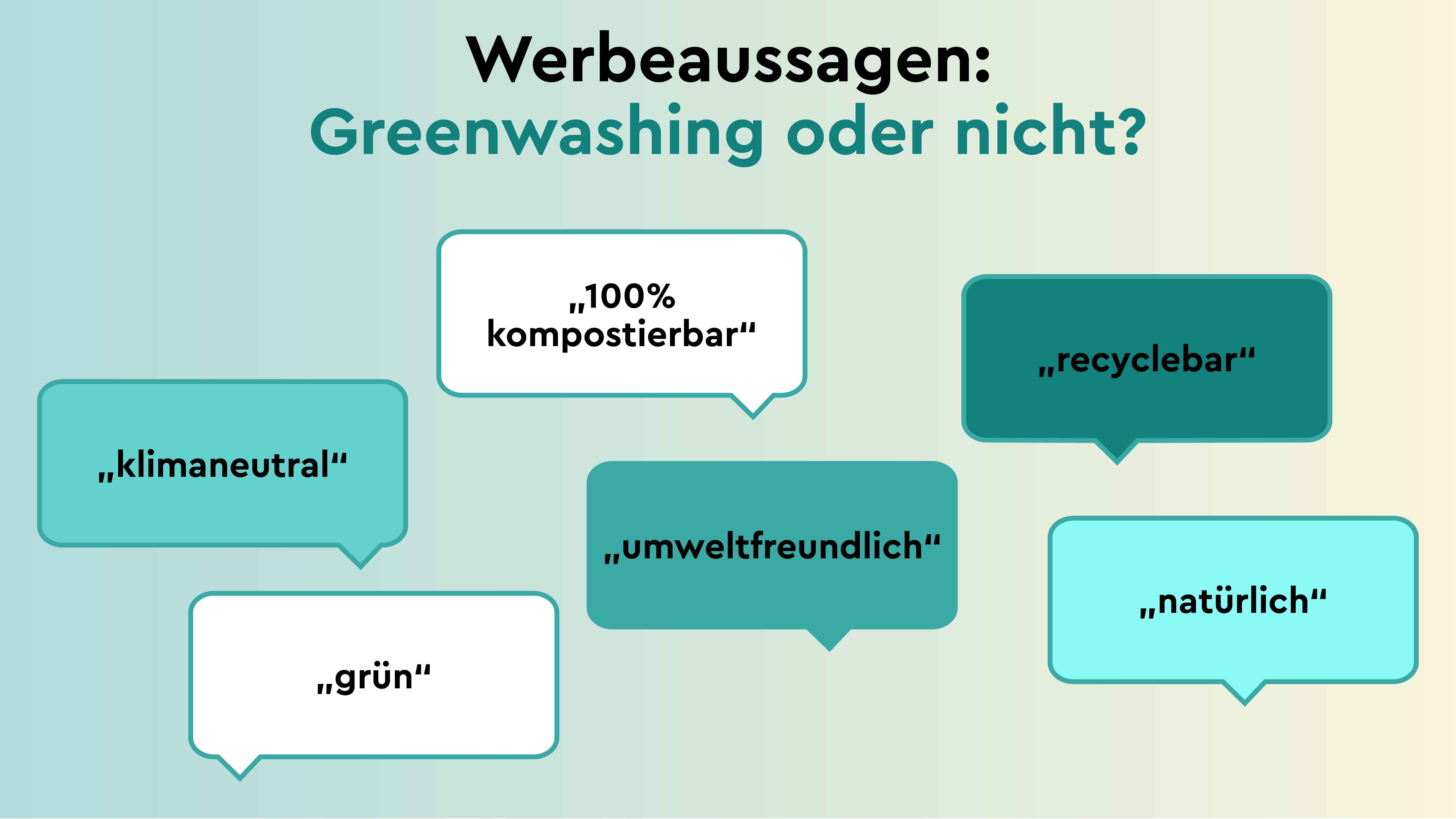 Werbeaussagen die oft für Greenwashing stehen