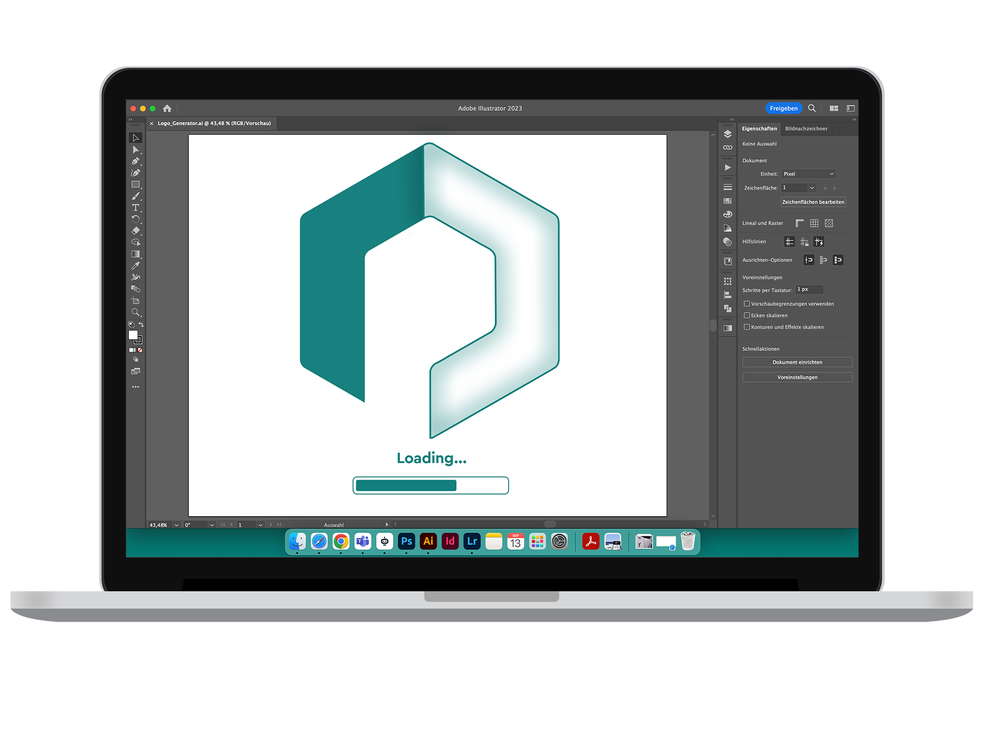 Designgenerator mit Packiro-logo auf einem Laptop