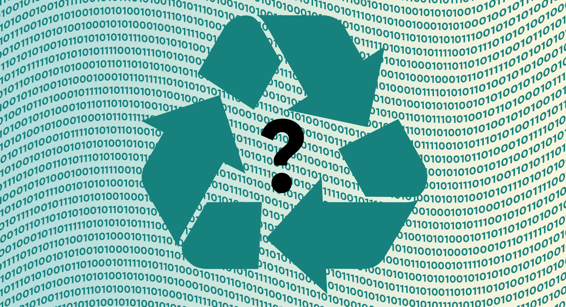 Recyclingsymbol mit einem Fragezeichen in der Mitte