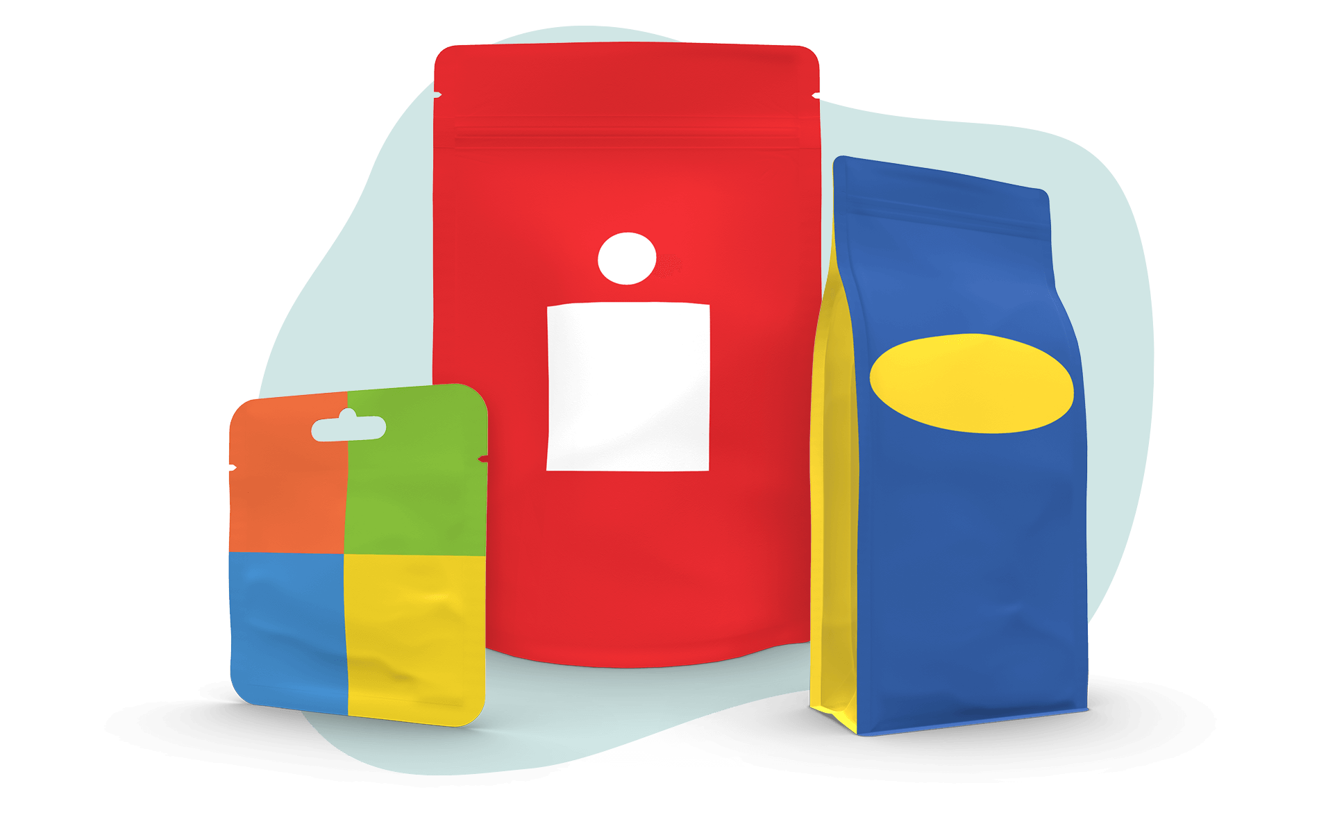 Flexible Verpackungen in Farbdesign von bekannten Marken