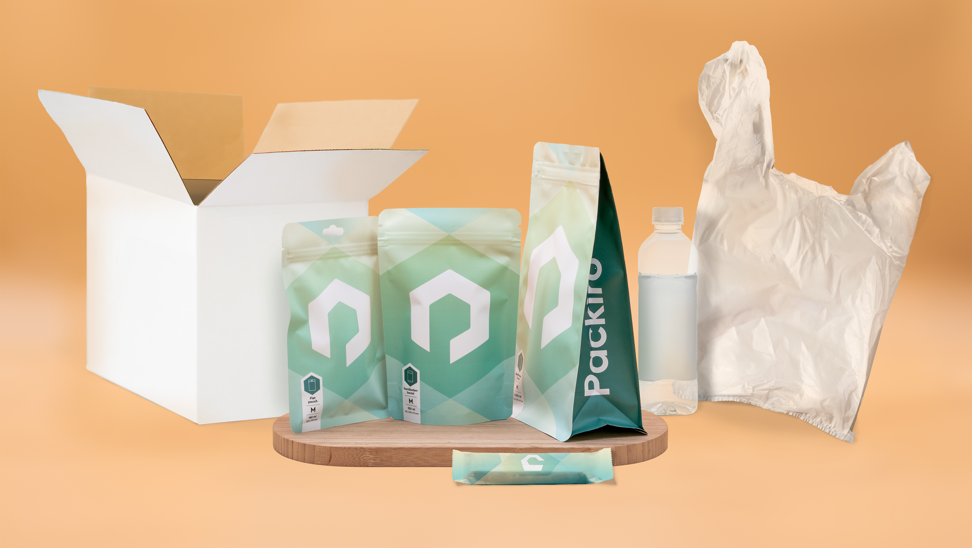 Verpackungsarten aus verschiedenen Materialien und Formen