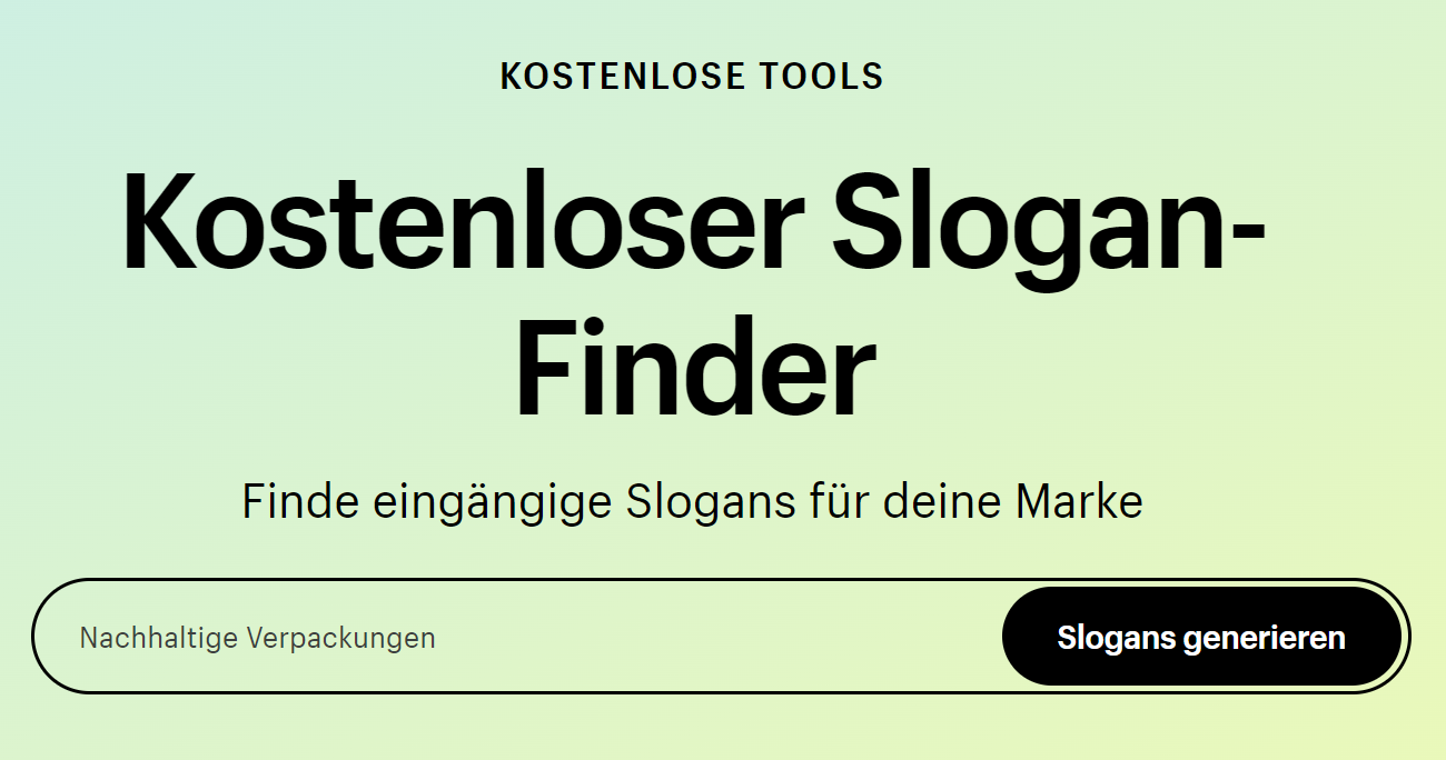 Screenshot eines kostenloses Slogan-Finders