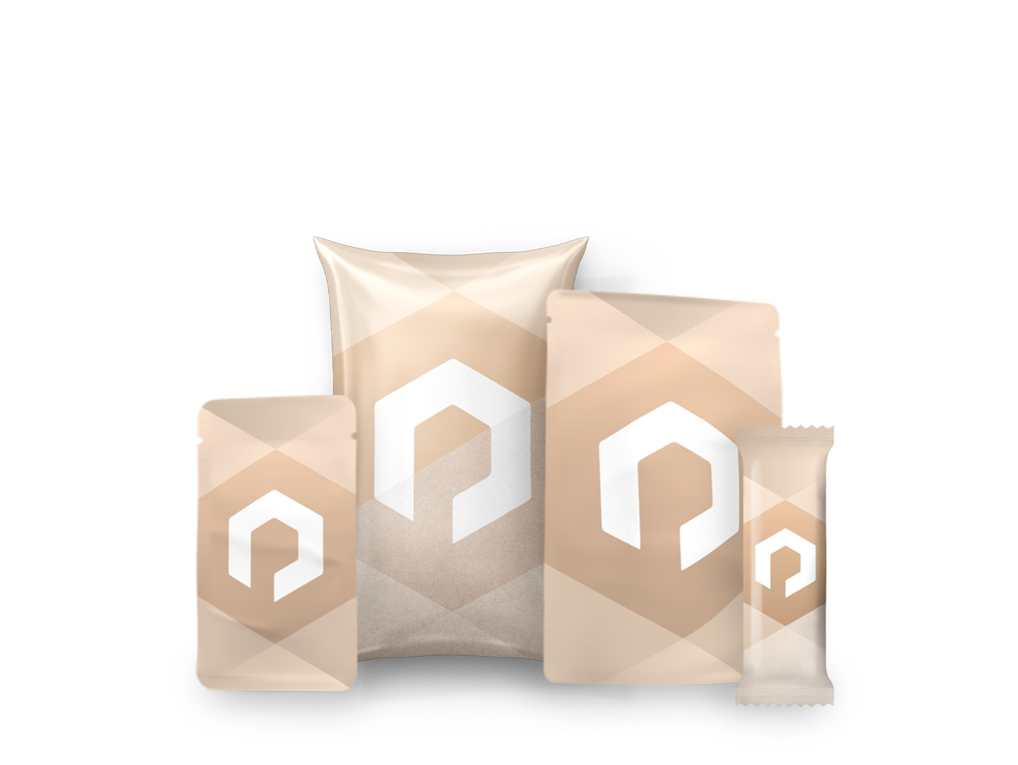Organic packaging in various shapes in brown Packiro design