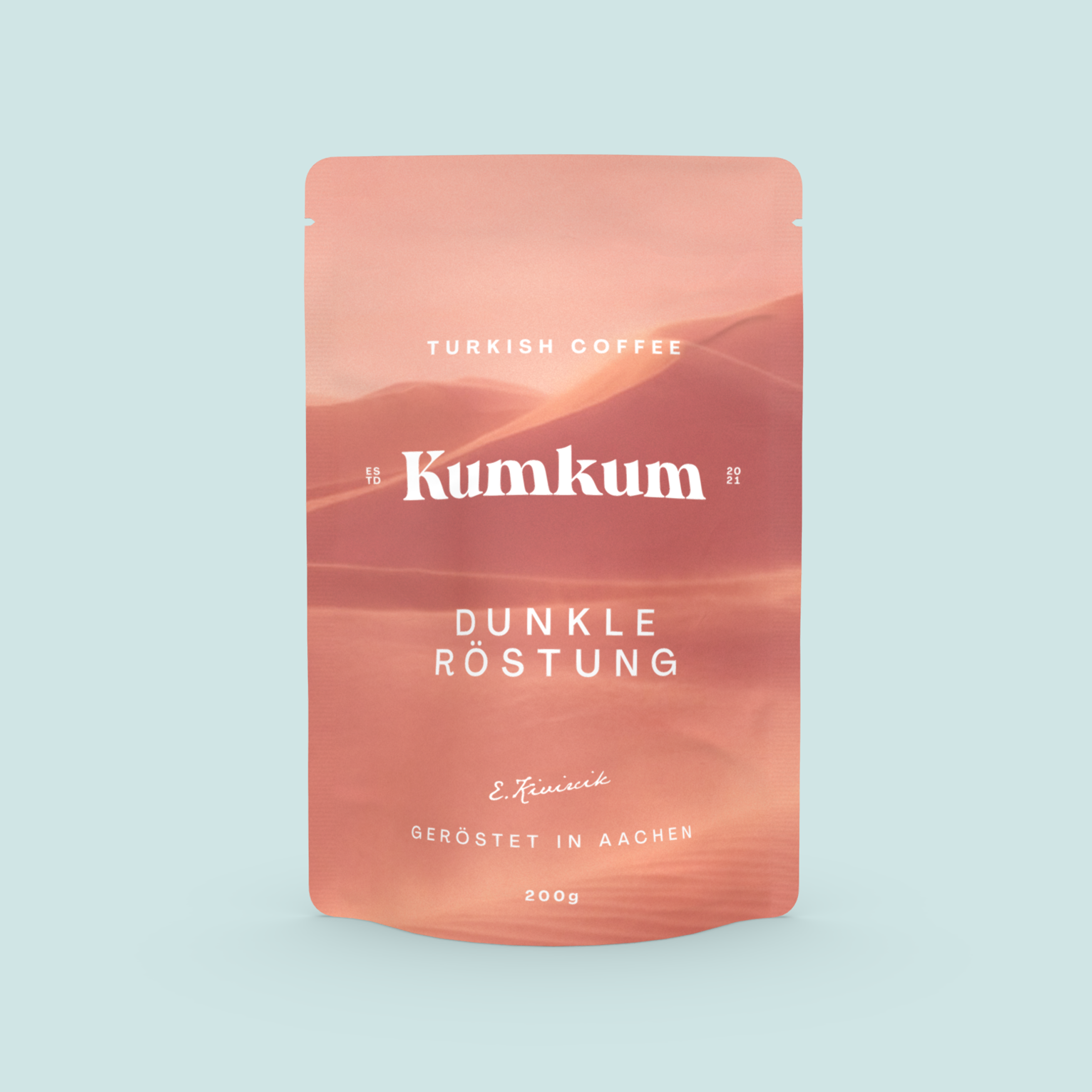 Coffee packaging as a stand-up pouch from the "Kumkum" roastery