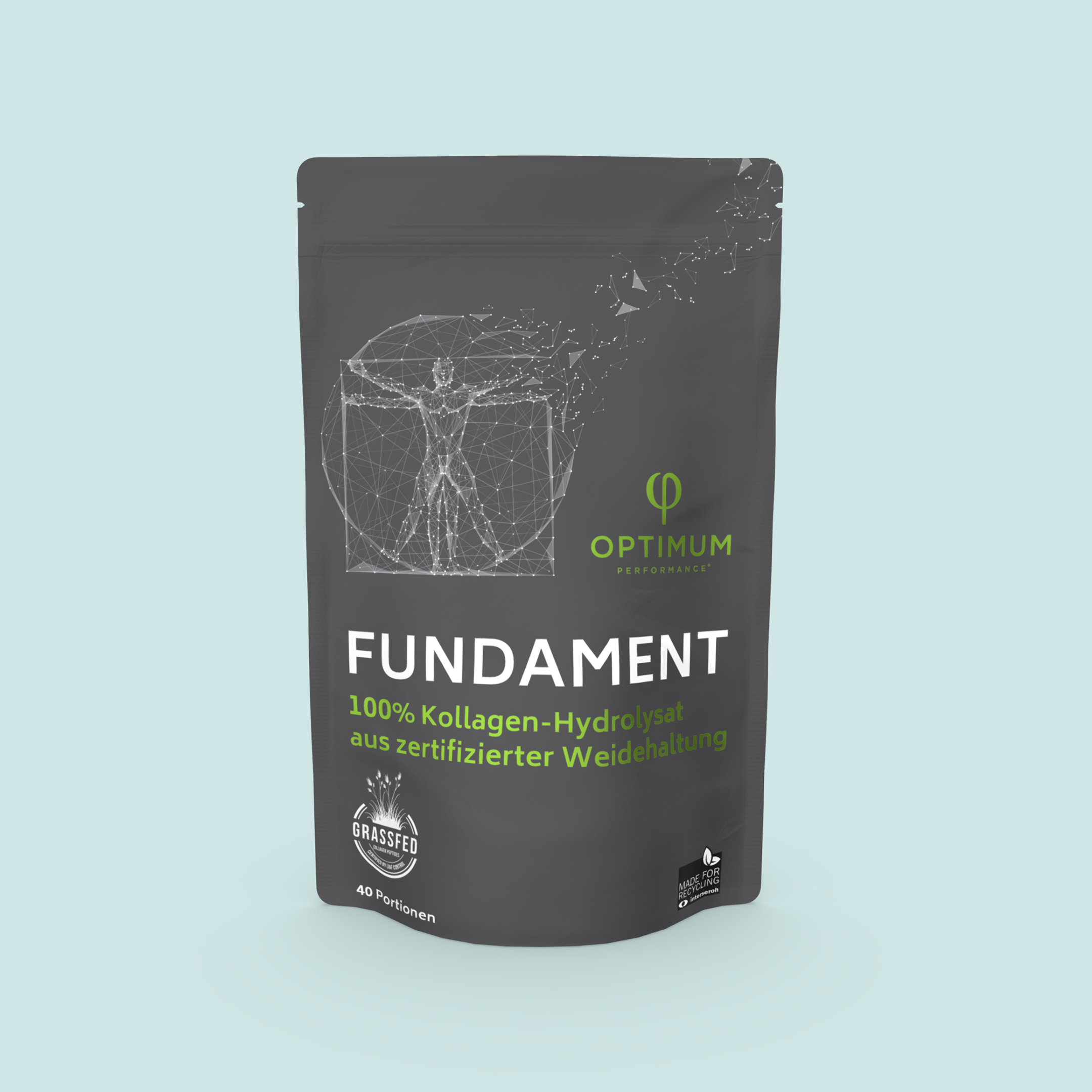 Packaging for supplements as stand-up pouches from Optimum Performance